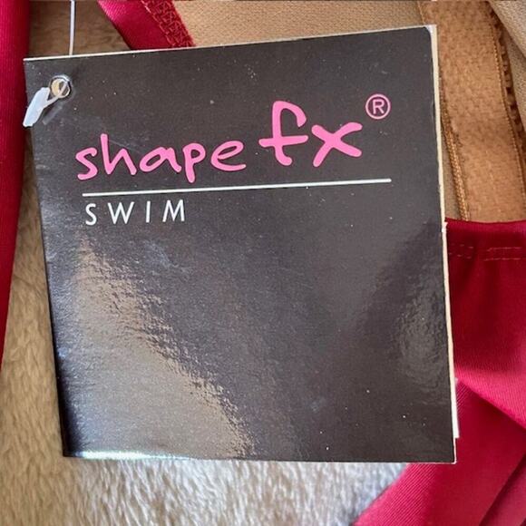 Shape FX Tummy Control Burgundy One Piece Halter Swimsuit size 8 NWT - Picture 6 of 7